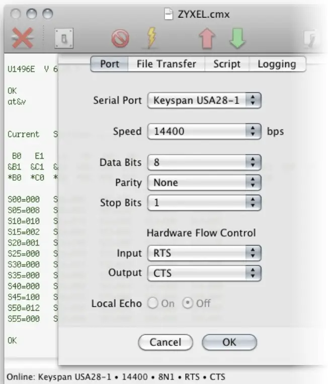 Goserial's interface