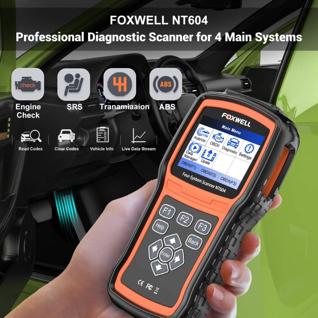 FOXWELL NT604 is a professional diagnostic scanner for 4 main systems.