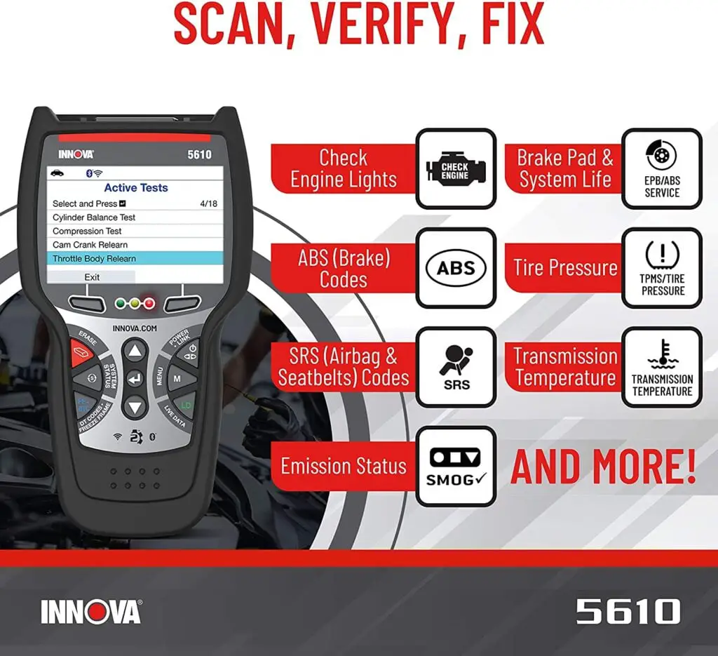 INNOVA CarScan Pro 5610 can verify and fix problem quickly