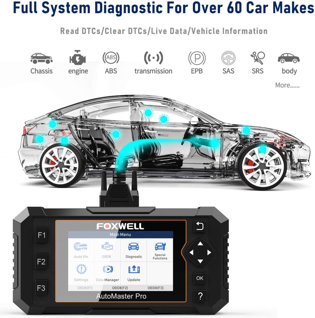 FOXWELL NT644 offers full system diagnostic for over 60 car makes.