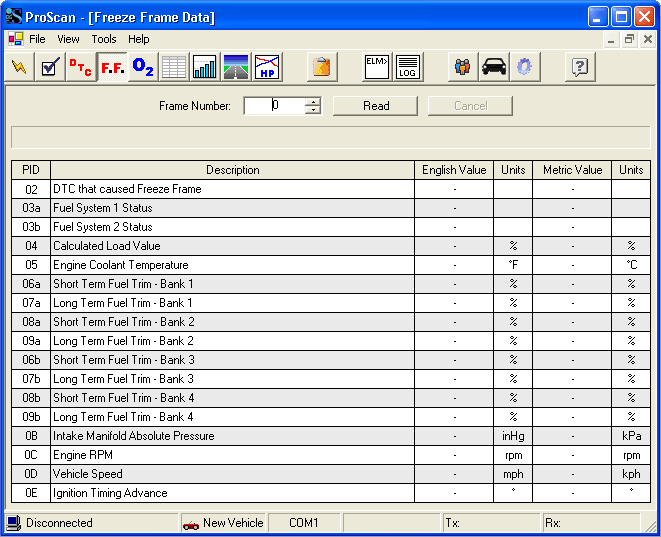 How can I read OBD2 freeze frame data? OBD