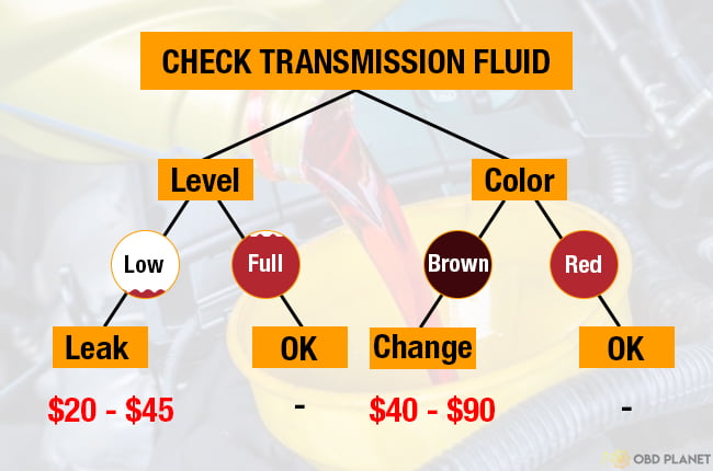 Check transmission fluid level and color 