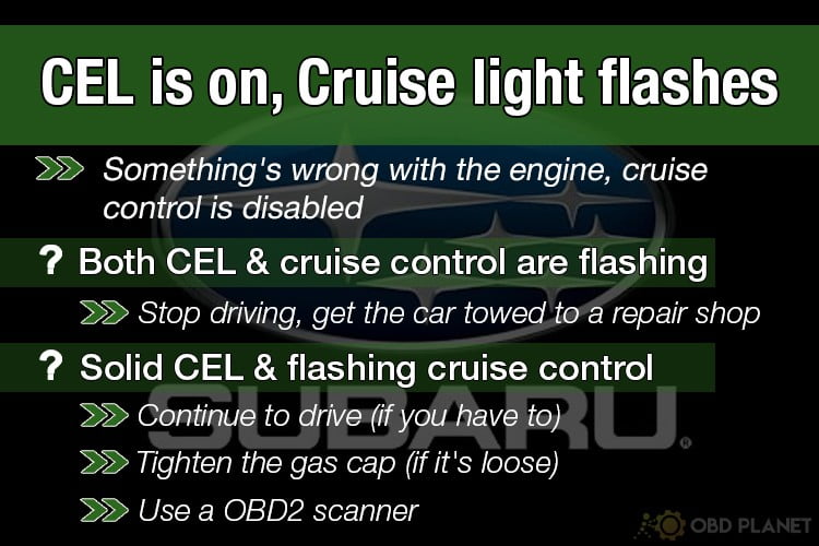 Subaru check engine light, flashing cruise - Surprisingly easy fix ...