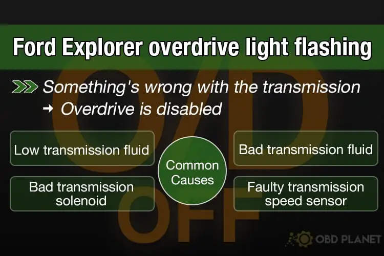 common causes for ford explorer overdrive light flashing