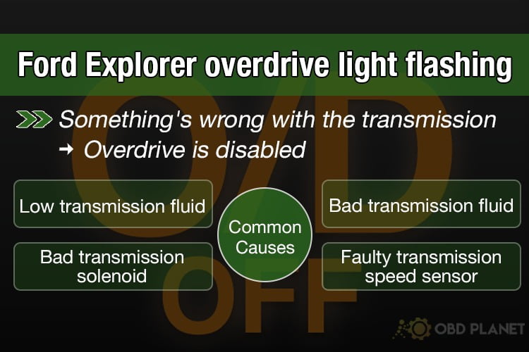 common causes for ford explorer overdrive light flashing 